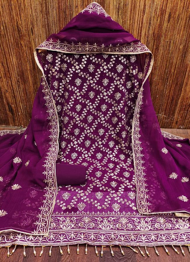 Zomato Silk Wine Traditional Wear Zari Work Dress Material